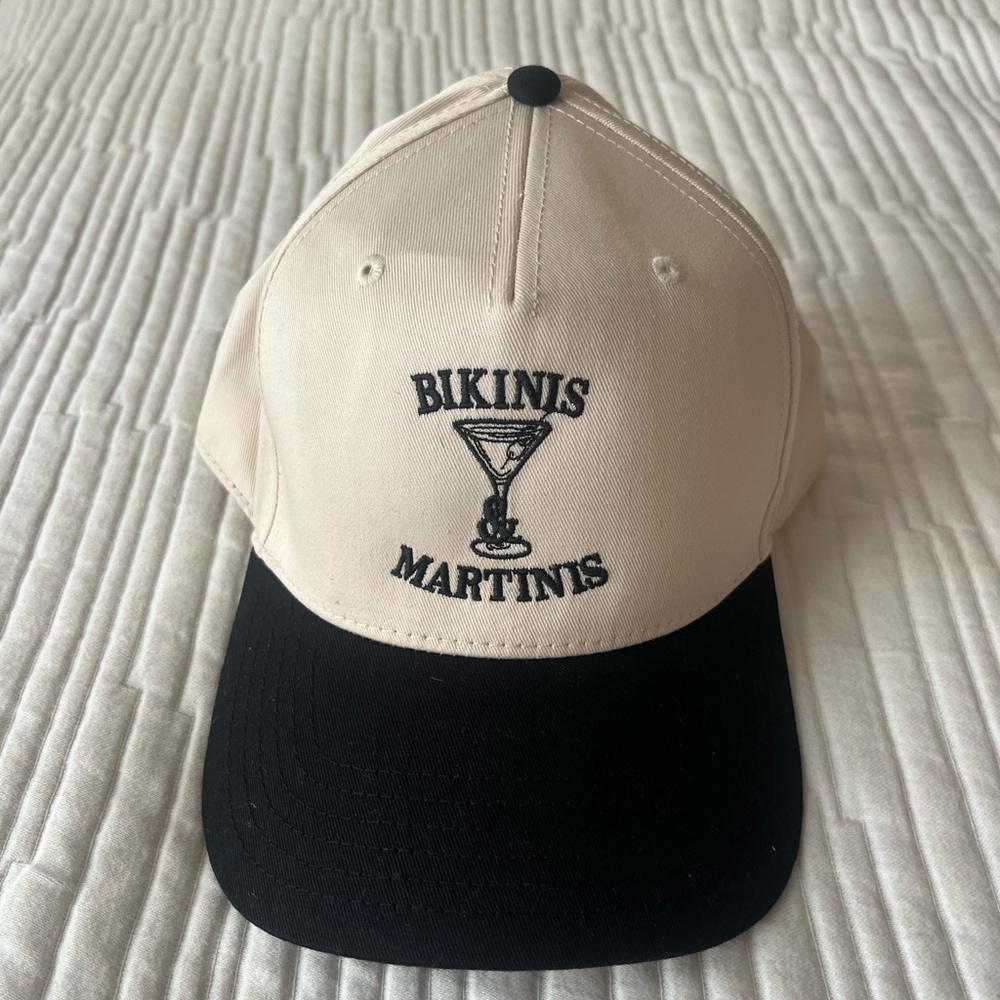 Bikinis Martinis Beige and Black Cap